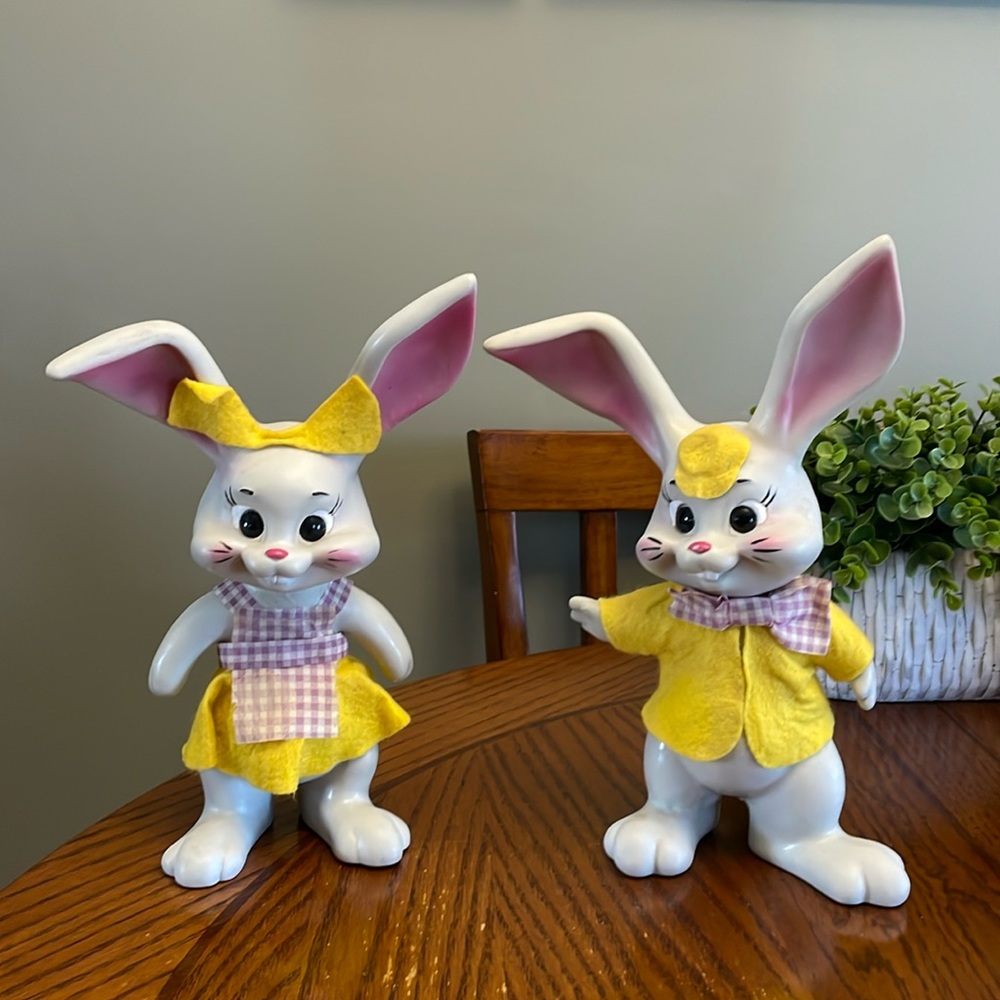 Vintage (2) 1960s Bank Kid Gift Rabbit Bank EASTER BUNNY Decoration Bank Figure